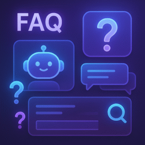 FAQ illustration explaining common questions about automating daily tasks.